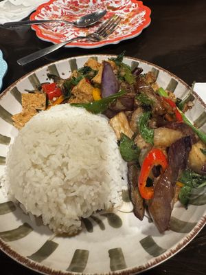 Basil eggplant tofu   at Ayara Thai Street Cafe in St Augustine