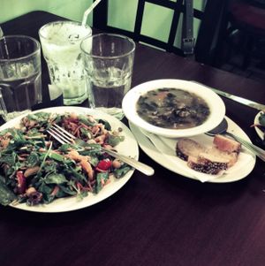 minerals and vitamins salad and heart healthy soup at Green Leaf in Framingham