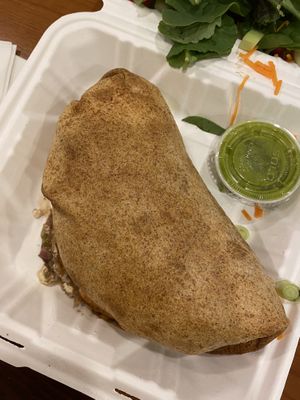 Burrito with huge salad - can choose from sweet potato or nachos  at Green Leaf in Framingham