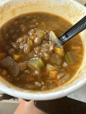 Delicious lentil soup!  at Crema Gourmet in Lauderdale-by-the-sea