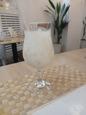 Coconut milk pina colada at El Kuvo in Coron