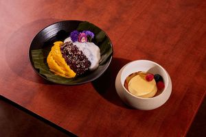 Mango Sticky Rice and Flan Caramel at Chay Concept in Bellevue