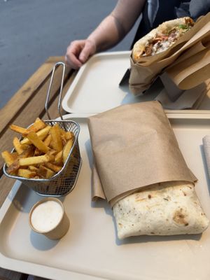 French tacos on the outside, a döner kevab and great fries.  at KVB in Montpellier