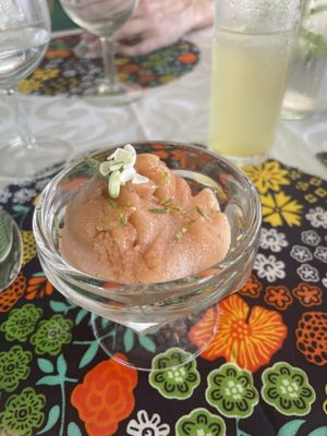 guava sorbet and Madou  at Le Jardin de la Santé (The Garden of Health) in Sainte-anne