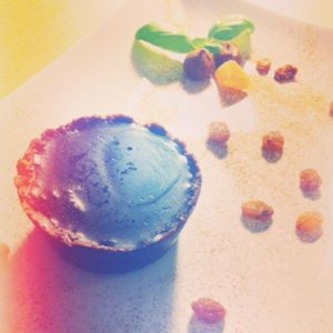 Chocolate muffin at Rawcha in Prague