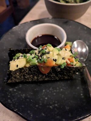 Vegan nori avocado taco  at Muda By/Suka in Canggu