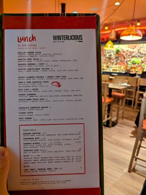 Winterlicious menu at Ceci Bar  in Toronto