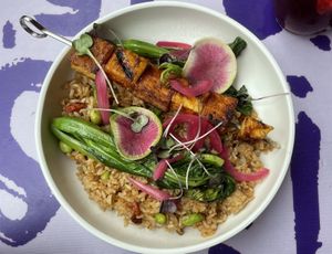 Grilled tofu and pineapple  at Ceci Bar  in Toronto