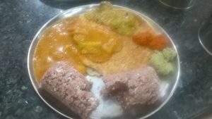 Puttu with dal, sambhar and chutneys. at Amirthaa in Colombo