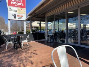 Part of the outside courtyard seating.  at The Butter Factory Cafe  in Shepparton
