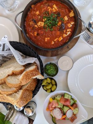 Vegan shakshuka breakfast for 2 at Alma Cafe in Tel Aviv