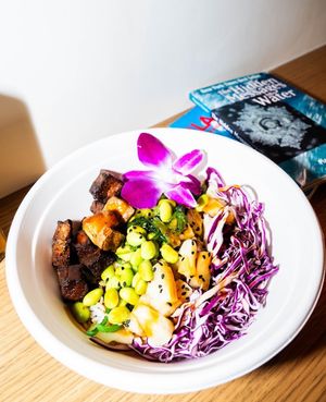 Rice tofu bowl made at Vegan Foodie Bowl.  at Vegan Foodie Bowl in Glendale