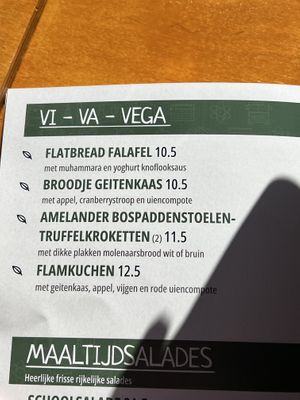 Vega menu  at De Griffel Ameland in Ameland