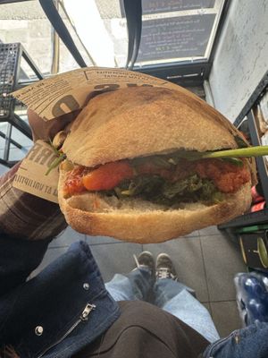 fun new sandwich the owner made on the spot  at Scrufanizie in Perugia