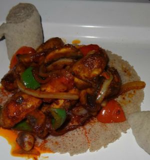 Spicy mushroom vegan starter at DAS Ethiopian in Washington