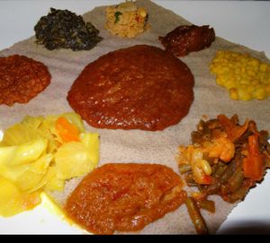 Vegan sharing platter  at DAS Ethiopian in Washington