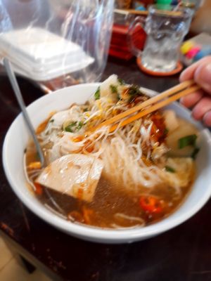 My take away hu tieu eating at home at Hủ tíu Chay in Ho Chi Minh City