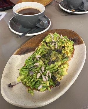Avocado Toast - with lemon, seeds, sprouts, olive oil and black salt  at Cuptural Coffee in Gran Canaria