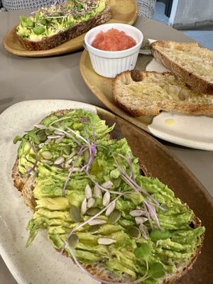 Avocado toast and tomato toast!  at Cuptural Coffee in Gran Canaria
