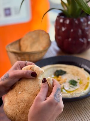 Fluffy Pita Bread at Dr Hummus in Berlin