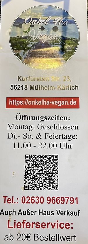 Menu front  at Onkel Ha Vegan in Muelheim-kaerlich