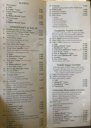 Menu sideorder, soups, main dishess  at Onkel Ha Vegan in Muelheim-kaerlich