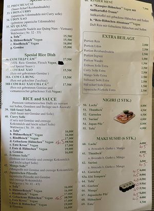 Menu main dishes, sushii  at Onkel Ha Vegan in Muelheim-kaerlich