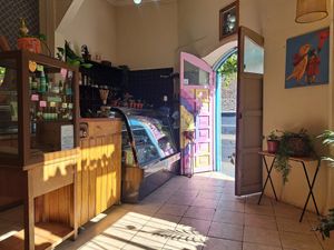 Inside view from table at Mixta Cafe in Santiago