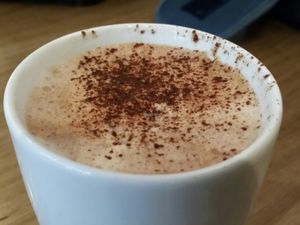 chocolate vegan milk at Cafe Pinson - Poissonniere in Paris