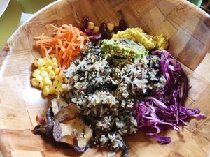 Olive rice bowl at Well Dressed Salad Bar and Cafe in Central Singapore