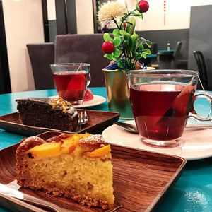 Cakes and tea at Well Dressed Salad Bar and Cafe in Central Singapore