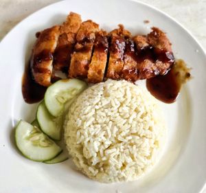 Excellent chicken rice, highly recommend at Pu Ti Vegetarian - 菩提樹  in Kuching