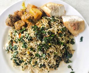 Cangkuk manis kolo mee, rendang, both great, highly recommend at Pu Ti Vegetarian - 菩提樹  in Kuching