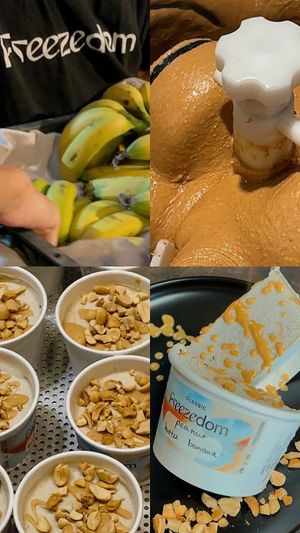 Peanut Banana Butter

Coconut milk, roasted banana, Jan's fermented banana sauce, drizzle homemade peanut butter, roasted peanut on top at Freezedom Da Nang in Da Nang