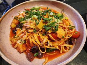 Vegetarian pasta without parmesan at Nineteen Hunter Valley in Pokolbin