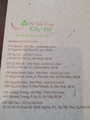 Many branches of this restaurant at Hủ Tiếu Chay Cây Đề - Quận 8 in Ho Chi Minh City
