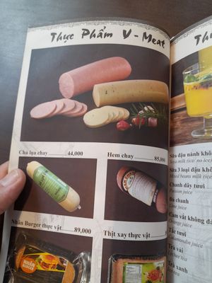 Menu with vegan faux meat at Hủ Tiếu Chay Cây Đề - Quận 8 in Ho Chi Minh City