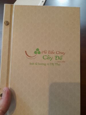 Front of the menu at Hủ Tiếu Chay Cây Đề - Quận 8 in Ho Chi Minh City