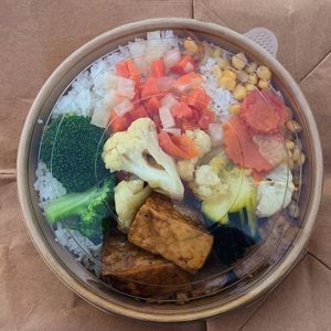 Tofu, veggies, rice at Vegie Bowl Express in Boronia
