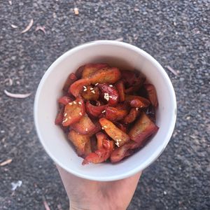 Vegan BBQ honey pork off the sides menu at Vegie Bowl Express in Boronia