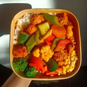 Coconut curry chicken bowl at Vegie Bowl Express in Boronia