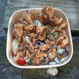crispy mushroom salad at Vegie Bowl Express in Boronia