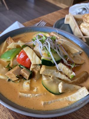 Tofu in red curry - comes with Rice  at KobKun in Ry