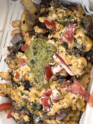 Loaded French friess  at The Vegan Side Of Things in Mcdonough