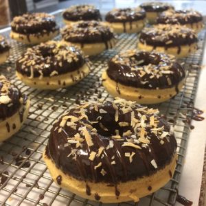vegan & gf chocolate coconut donuts  at Dee's One Smart Cookie in Glastonbury