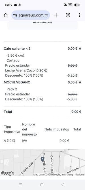 Factura (suplemento por leche vegetal) 😠 at Momo Dochi in Madrid