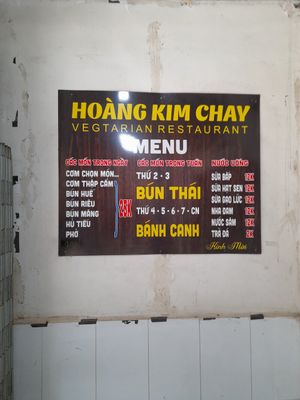 Menu on the wall. In Vietnamese only at Hoàng Kim Chay in Ho Chi Minh City