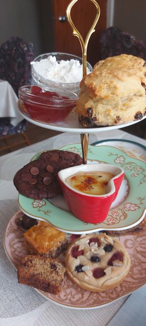Afternoon Tea sweet selection (savoury was gone before got phone out absolutely demolished) at All Good Things Vegan in Paignton