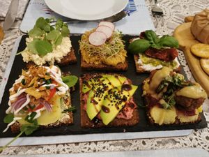 Swedish inspired open sandwiches at All Good Things Vegan in Paignton