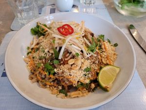 Thai night - pad thai main at All Good Things Vegan in Paignton